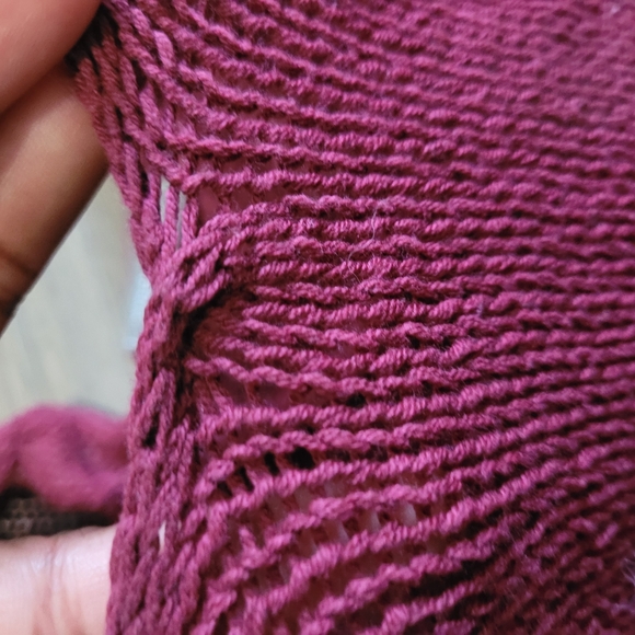 Wooden Ships Women's V-Neck Open Knit Sweater Size S/M - Burgundy Long Sleeve - Picture 5 of 5